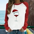 thumbnail image 2 of Red Wine Glass Christmas Sweatshirt for Women Raglan Long Sleeve Xmas Pullover Tops Color Block Shirt Blouse Tops, 2 of 7