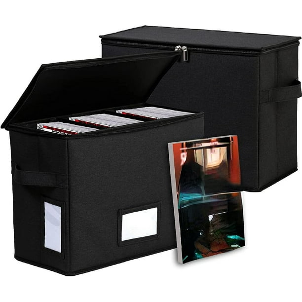 Comic Book Storage Box with 2 Dividers, Heavy Duty Collapsible Comic