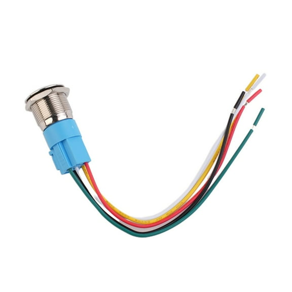 19Mm Latching Push Button Switch 12V Dc On Off Stainless Steel Led Self-Locking Blue