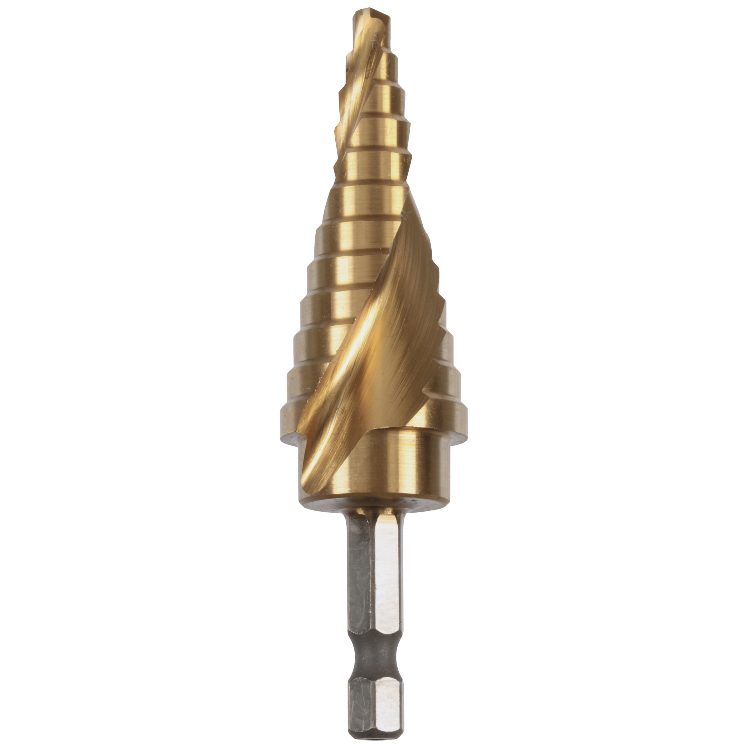 Two Size: 7/8 Inch 1/4 Inch 22.2 mm and 1-1/8 Inch 28.6 mm 6.4 mm TEMO M35 Cobalt Step Drill Spiral Flute Hex Shank 