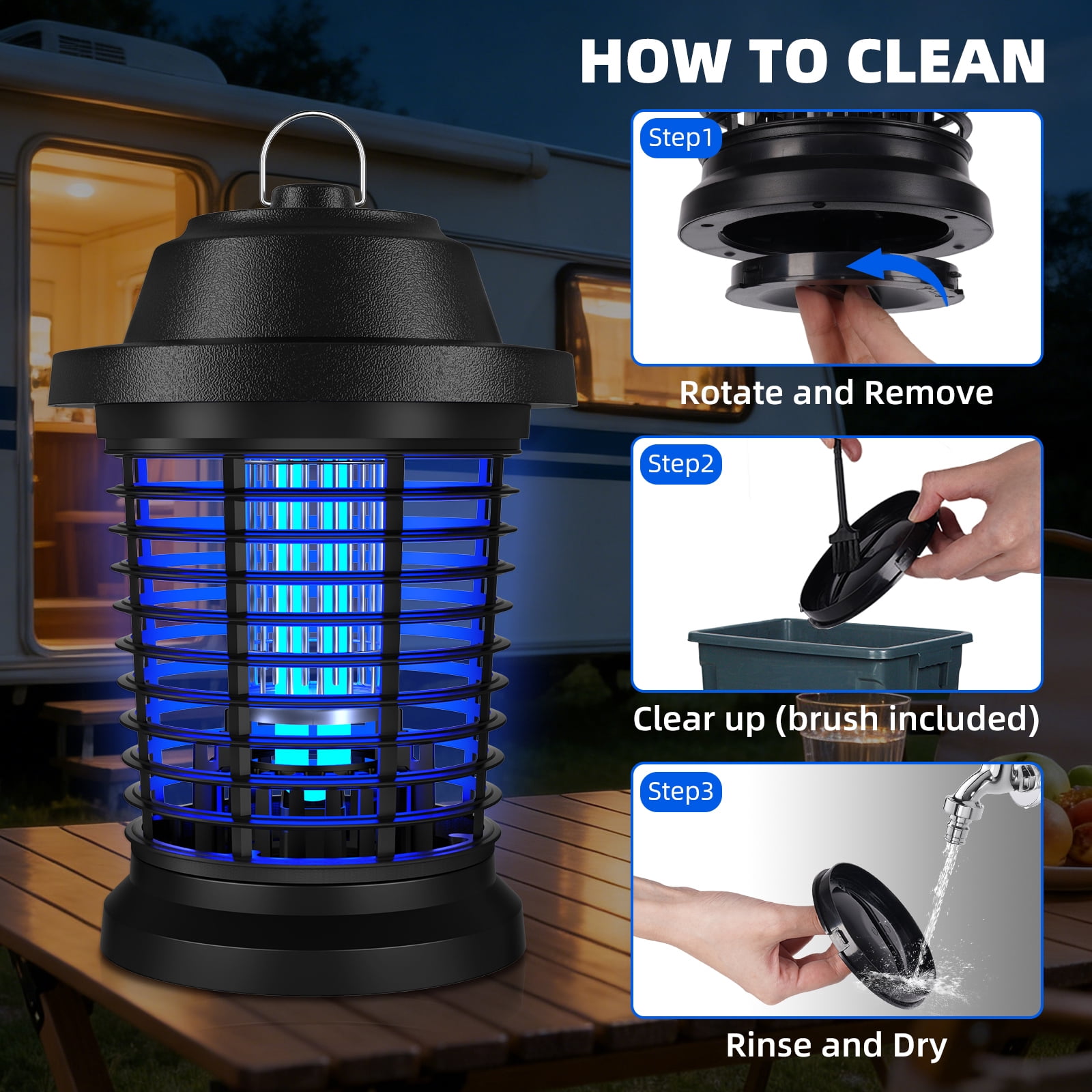 Aumpkin Bug Zapper, Electric Fly Zapper for Indoor and Outdoor for Home, Kitchen Bedroom, Patio and Camping (Black)