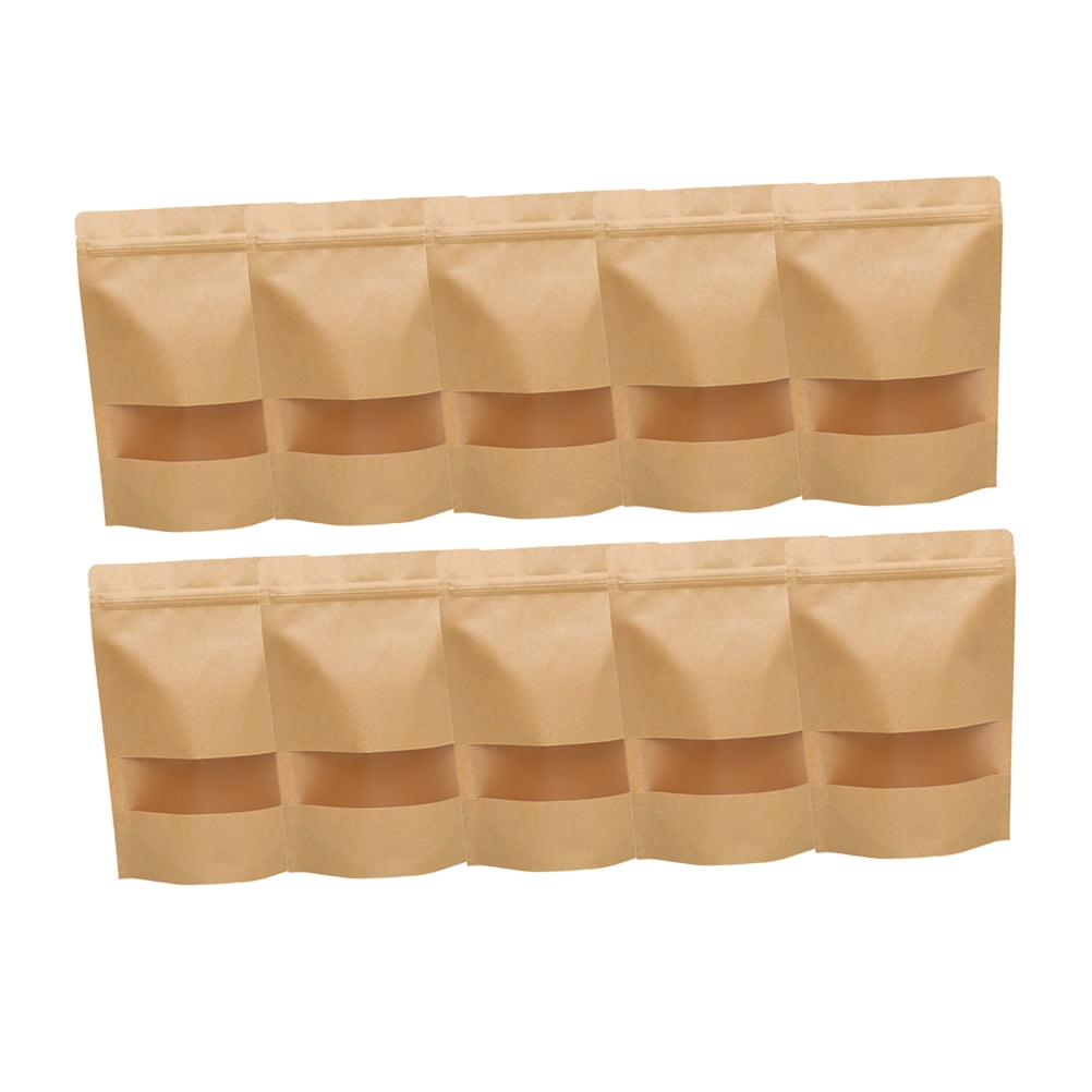 KAKOWELY Kraft Paper Bag 50PCS Kraft Papers Zipper Zealed Bags