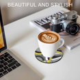 thumbnail image 6 of Yellow Geometric Coasters Set of 6, Absorbent Coasters for Drinks, Gray Black Retro Abstract Stripes Lines Coaster for Desk Coffee Table Protection, Home Decor House Warming Gifts 4", 6 of 8
