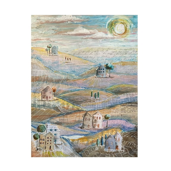 Canvas Wall Art - Christine Rotolo 'Mixed Media Sunny Neighborhood' Wall Art for Living Room, Bedroom, or Office Décor by Trademark Fine Art - 14 x 19 Inches