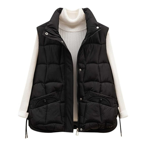 WTOBBY Women's Minimalist Short-Length Warm And Stylish Winter Coat, Simple and Modern Short Jacket for Warmth and Style in Cold Weather,Black L