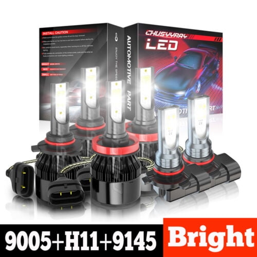 For Acura MDX 2004 2005 2006 - 6PC 6000K LED Headlights   Fog Lights Bulbs Kit