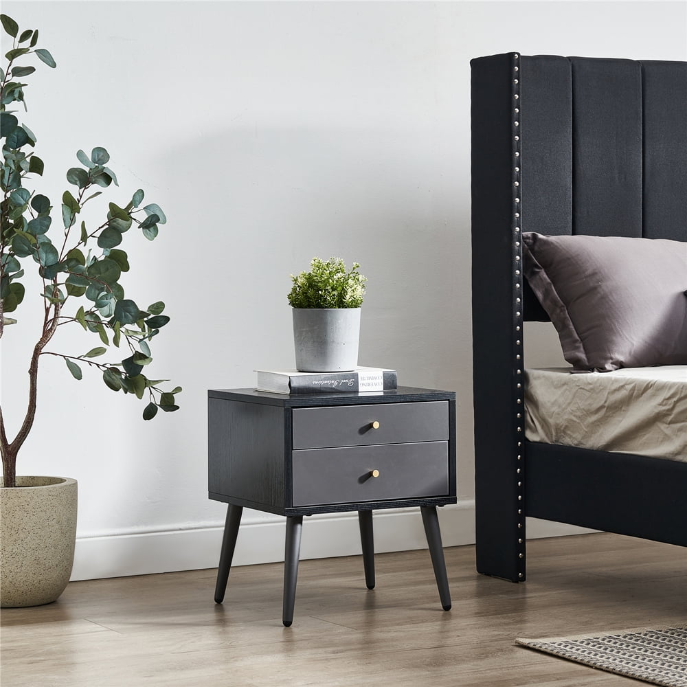 Private Jungle Two fitted modern bedside tables with 2 drawers,Suitable for Bedroom/Living Room/Side Table,Dark Gray