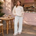 thumbnail image 7 of Resicozy Wide Leg Sweatpants Women Fall Winter Baggy Casual Low Rise Drawstring Lounge Track Travel Pants With Pockets White L, 7 of 7
