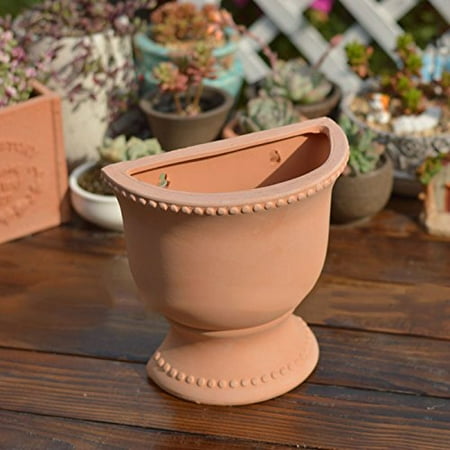 Mr. Garden Wall Hanging Planter Ceramic Pot, Succulent Plant Pots,Brick Red L7.88-Inch x H7.88-Inch x W4.34-Inch