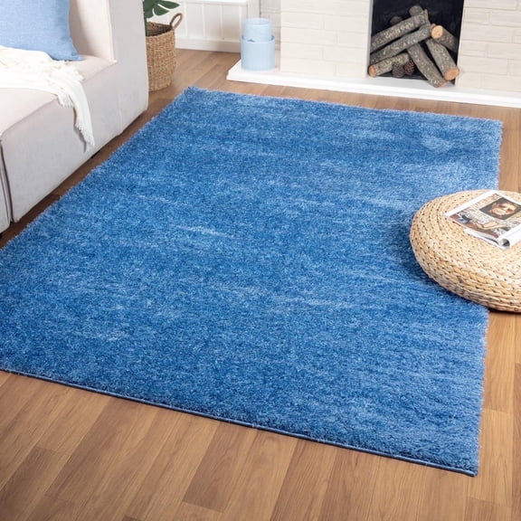 Luxe Weavers Plush Collection Thick Cornflower Blue Fluffy Shag Area Rug 5x7