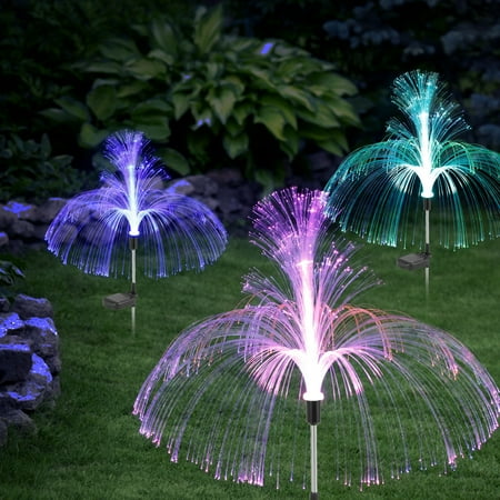 

Ktcina Solar Weeping Willow Firework Light 2 Pack Double Layer Solar Jellyfish+Reed Light with 600mAh Battery 7 Color Changing Solar Landscape Lamp for Garden Lawn