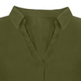 thumbnail image 6 of Kvture Linen Dress for Women V Neck Short Sleeve Lapel Shirt Dress Cotton Mini Dresses Casual Solid Beach Vacation Outfits Army Green, 6 of 8