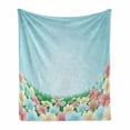 thumbnail image 1 of Garden Soft Flannel Fleece Blanket, Curvy Fresh Meadow with Pastel Colored Daisies Pansies Yard Growth Countryside Art, Cozy Plush for Indoor and Outdoor Use, 50" x 70", Multicolor, by Ambesonne, 1 of 6