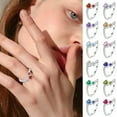 thumbnail image 2 of CILENON Girls Ring 925 Sterling Silver Birthstone Rings For Women Adjustable Open Heart Ring Constellation Month Band For Teen Girls Daughter Birthday Gifts Jewelry (J,A), 2 of 6