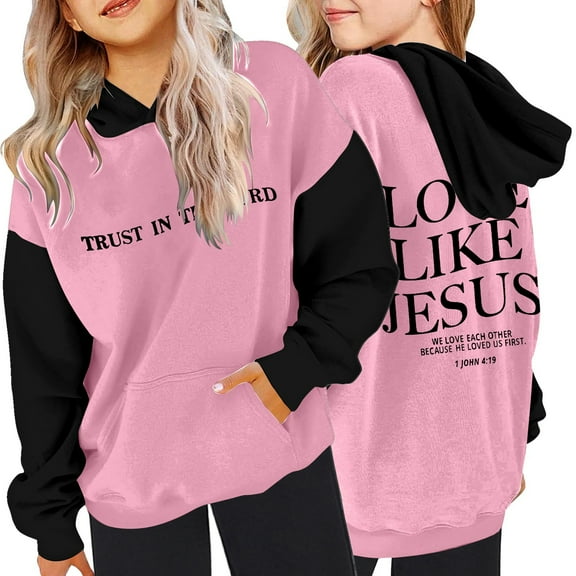KidS Boys Jesus Loves You Hooded Sweatshirts Long Sleeve Comfy Graphic Hoodies Oversize Pullover and Jogger Pants 2 Piece Fall Winter Clothes Boy Clothes 6-7 Years Cute Boys Girls Clothing