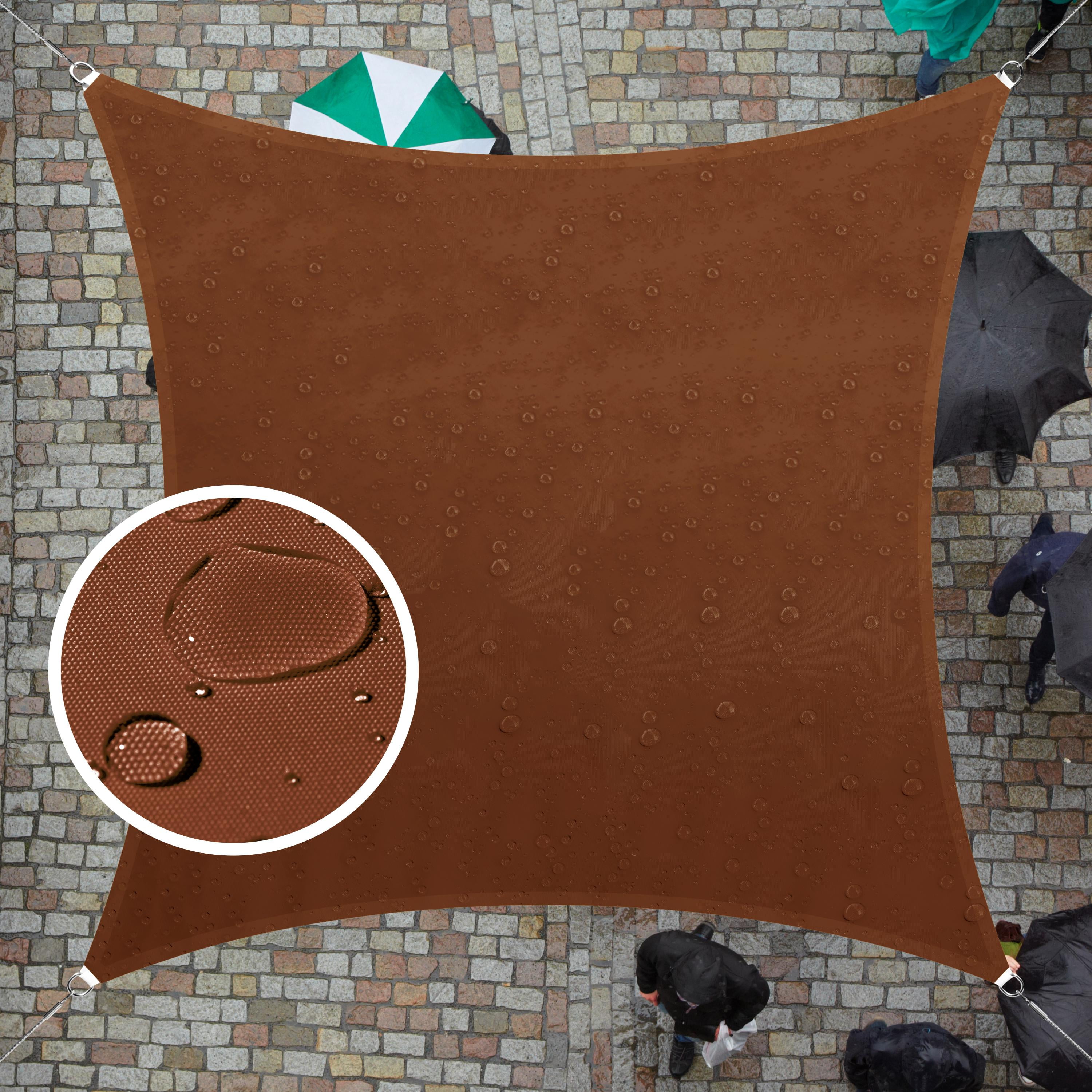 Brown Waterproof Polyethylene Rectangle Sun Shade Sail Canopy