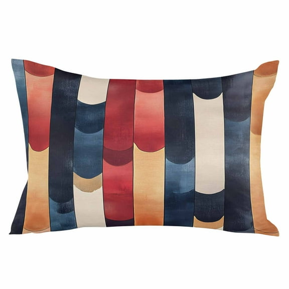 Red Blue Brown Throw Pillow Cover 20 x 36 Inch Decorative Pillow Cover Vintage Modernism Color Block Lumbar Pillowcase Seasonal Rectangle Cushion Case for Couch Sofa Bed Living Room
