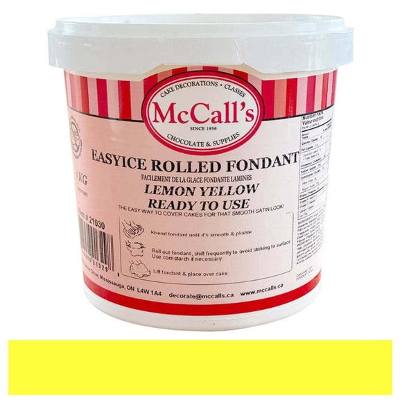 McCall's Fondant Easyice Lemon Yellow - 1kg - Bright and Pliable Lemon Yellow Ready-to-Roll Fondant for Cake Decoration (1ct)