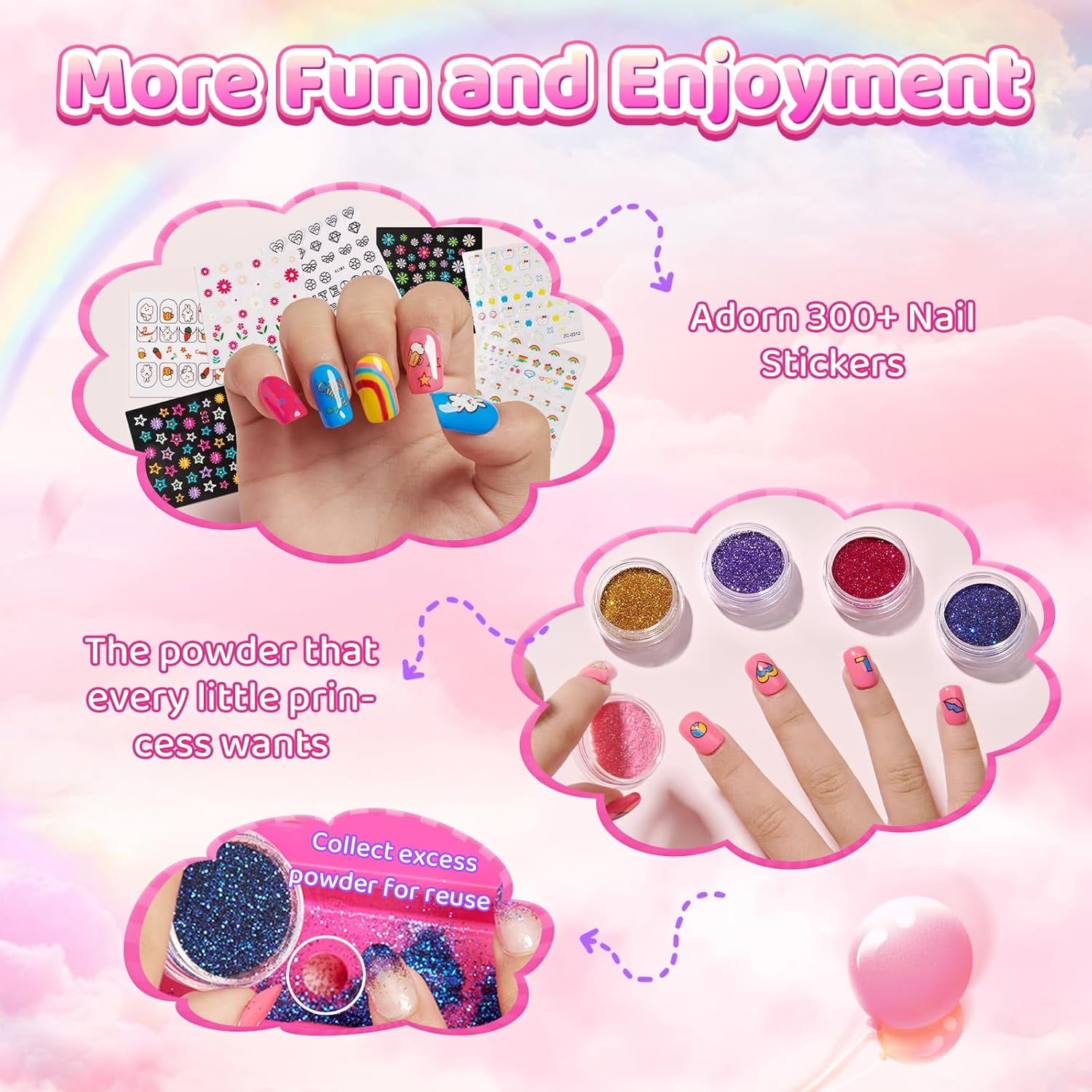 Kids Nail Polish Kit with Nail Dryer, 69PCs Nail Art Makeup Toy Set for Kids, Birthday Presents for 7 8 9 10 11 12 Year Old Kids Party Cosmetic, Nails Pen Manicure Toddler Stuff