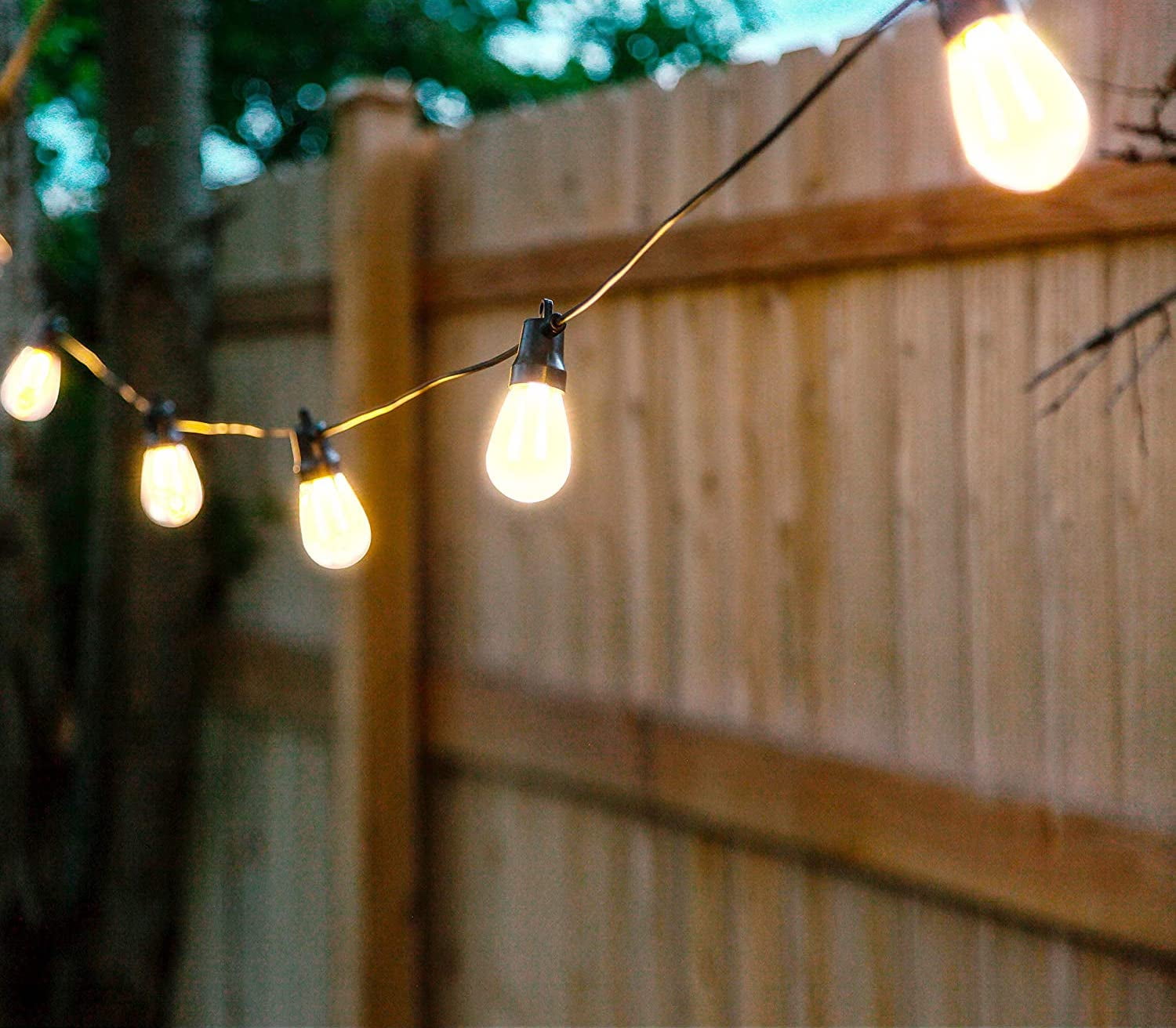 Brightech Ambience Pro Solar Black 27 ft Non Hanging LED Flame Bulb Outdoor String Lights, .5 Watt, S14 Light Bulbs, 2700K