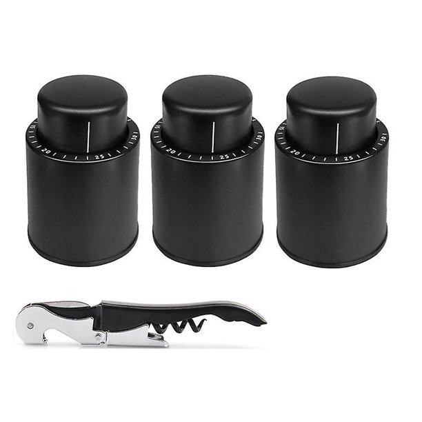 4 piezas de tapón de vino DENGXMXG y abridor de botellas reutilizable