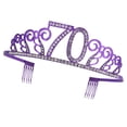 thumbnail image 4 of KAKOWELY Corona con números, delicada decoración para tarta de cumpleaños, elegante tocado, accesorio para el cabello para mujeres y niñas (morado 70), 4 of 4