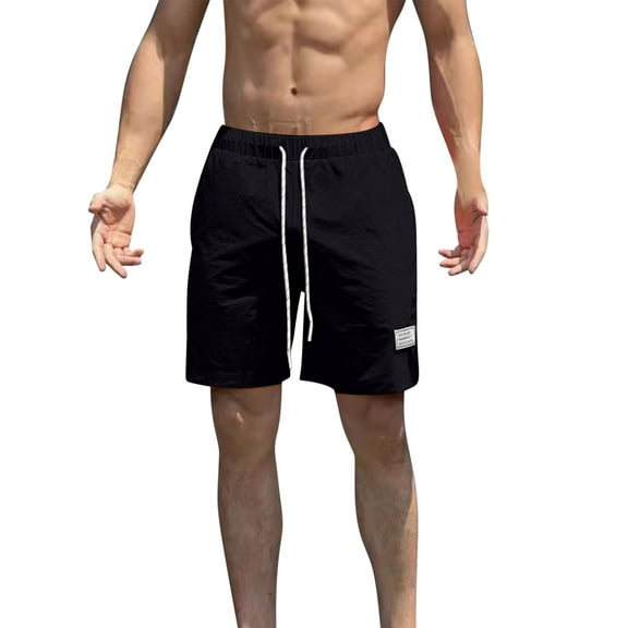 hoksml Mens Shorts Solid Color Nylon Sports Shorts Outdoor Versatile And Casual Five Quarter Pants Elastic Waist Drawstring Lightweight Breathable Shorts