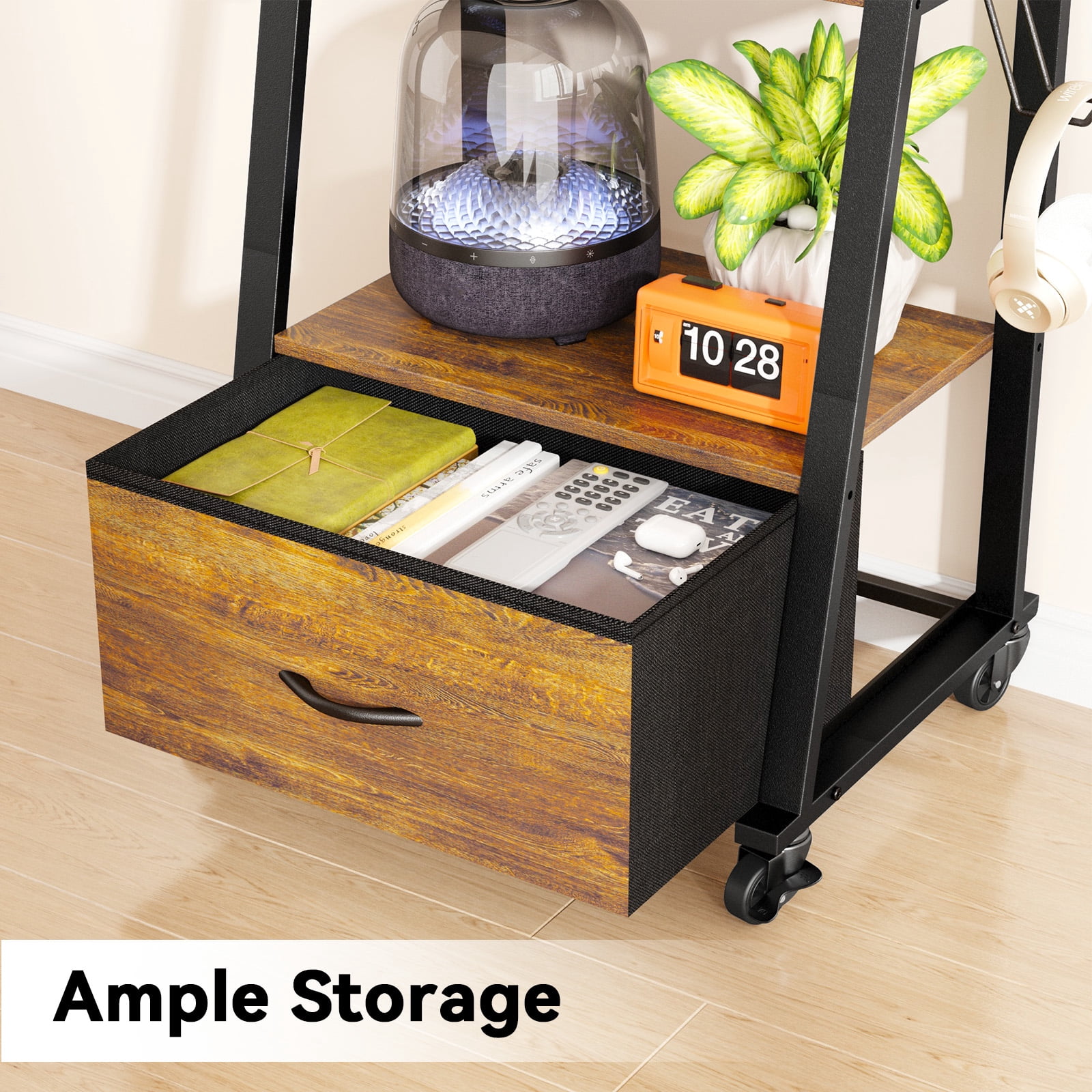 Rolling TV Stand Cart with Wheels for TVs up to 32-55 inch,Portable TV Stand,Mobile TV Cart for Bedroom