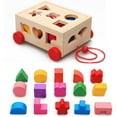 thumbnail image 1 of facefd Wooden Stacking Train Building Block Toys Kids Cube Activity Toy Educational Wooden Cube Learning Toys, 1 of 6