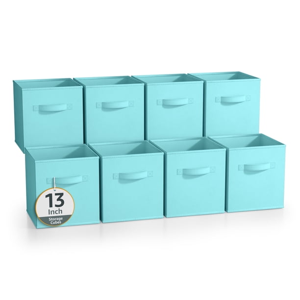 Sorbus Cubos de Almacenamiento de Tela Plegables de 13 Pulgadas, 8 Cestas Plegables para Organizar Armarios, Estantes, Ropa, Juguetes, Libros, Color Aguamarina