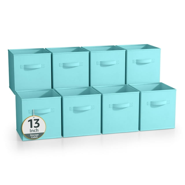 Sorbus Cubos de Almacenamiento de Tela Plegables de 13 Pulgadas, 8 Cestas Plegables para Organizar Armarios, Estantes, Ropa, Juguetes, Libros, Color Aguamarina
