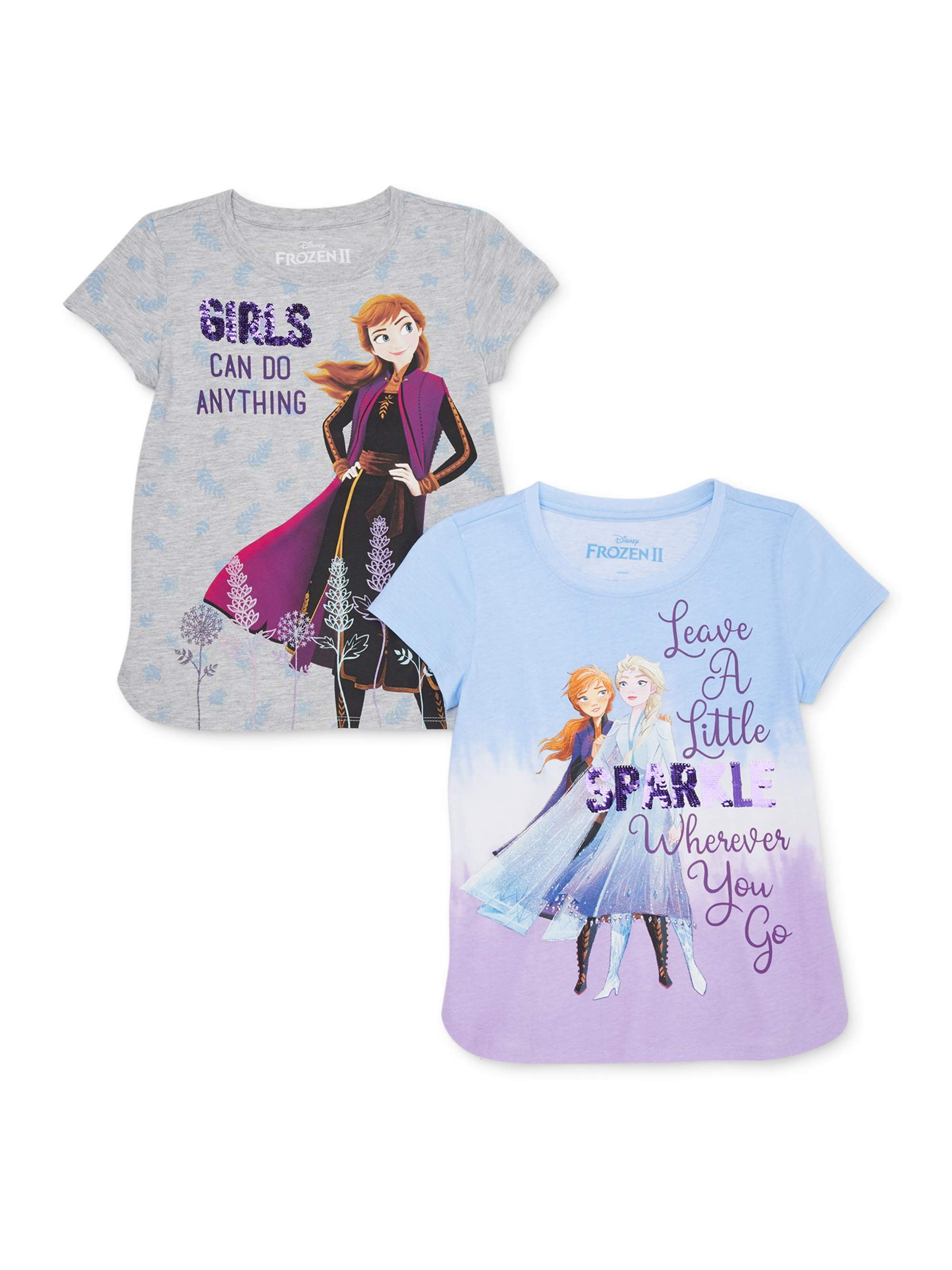 Disney Frozen 2 Exclusive Girls 4-18 Elsa and Anna Sequin Graphic T ...