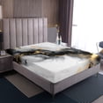 thumbnail image 4 of Black and Gold Bed Sheets Set Watercolor Marble Full Sheet Set, Abstract Marbling Sheets Stone Pattern Bed Set, Mountain Fluid Foil Print Flat Sheet, 4 of 7