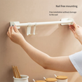 thumbnail image 3 of Hook Hanging Rod Rack Free Punching Multi-Functional Spatula Storage Wall-Mounted Rack Bathroom Storage, S-White, 3 of 5