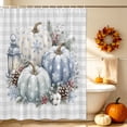 thumbnail image 3 of Thanksgiving Shower Curtain, Waterproof Shower Curtains for Bathroom, Winter Pumpkin Snowflake Pine Cones Leaves Washable Fabric Bathtub Curtain Set Bath Decor with 12 Hooks Long 72"x84", 3 of 8