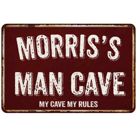 MORRIS'S Man Cave Red Grunge Sign Metal 8x12 Decor 108120003329