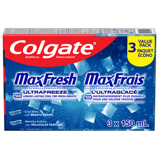 Colgate MaxFresh Cool Mint Toothpaste, Value pack 3x150 ml