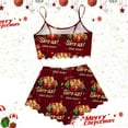 thumbnail image 4 of Christmas Pjs For Women Two Piece Satin Christmas Pajamas Cami Top Shirt And Shorts Set Women Women Lounge Set Comfy Pajamas For Women Set, 4 of 4