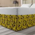 thumbnail image 1 of Romantic Bed Skirt, Abstract Monochromatic Pattern with Butterflies and Flowers, Elastic Bedskirt Dust Ruffle Wrap Around for Bedding Decor, 4 Sizes, Yellow Taupe Grey, by Ambesonne, 1 of 2