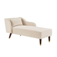 thumbnail image 6 of Triple Tree Chaise Lounge Chair Indoor Kids Upholstered Backrest Velvet Curved Armrests, Beige, 6 of 9