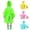 Green, variant on Boys Girls Raincoat Waterproof Hooded Solid Color Dinosaur Print Mid Length with Storage Bag Packable