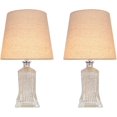 thumbnail image 3 of Aspen Creative 40203-12, Two Pack, 16-1/2" High Transitional Glass Table Lamp, Antique Mercury and Hardback Empire Shaped Lamp Shade in Khaki, 9" Wide, 3 of 3