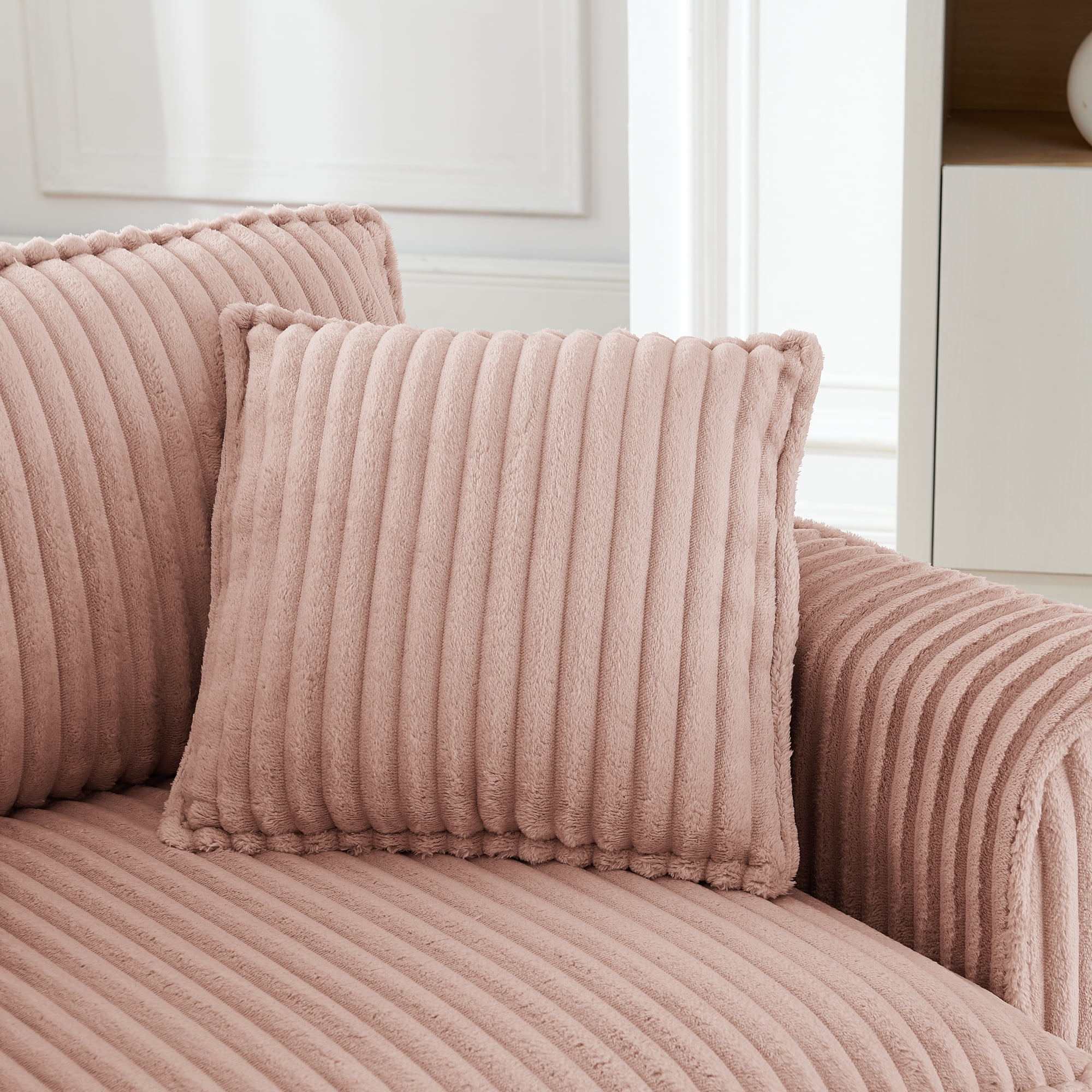 Leumius Accent Chair Armchair,Comfy Upholstered Single Sofa Chair with 2 Pillow for Living Room,Bedroom,Pink