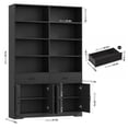 thumbnail image 6 of Hiphuta 78" Tall Double Row Bookcase with Drawers and Doors, Farmhouse Large Bookshelf with Cabinets, 47" Wide Cube Organizer for Home Office Living Room, Black, 6 of 7