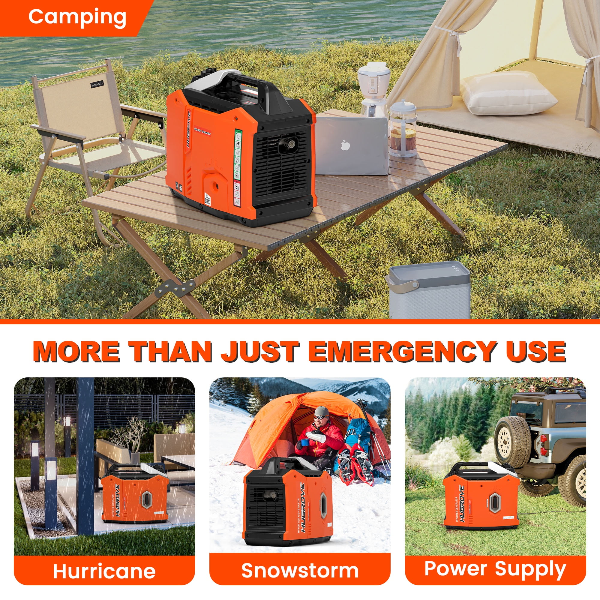 Inverter Generator for Home Use, 2200W Portable Generator 22''L Small Size, Super Quiet Gas Generator for RV Camping