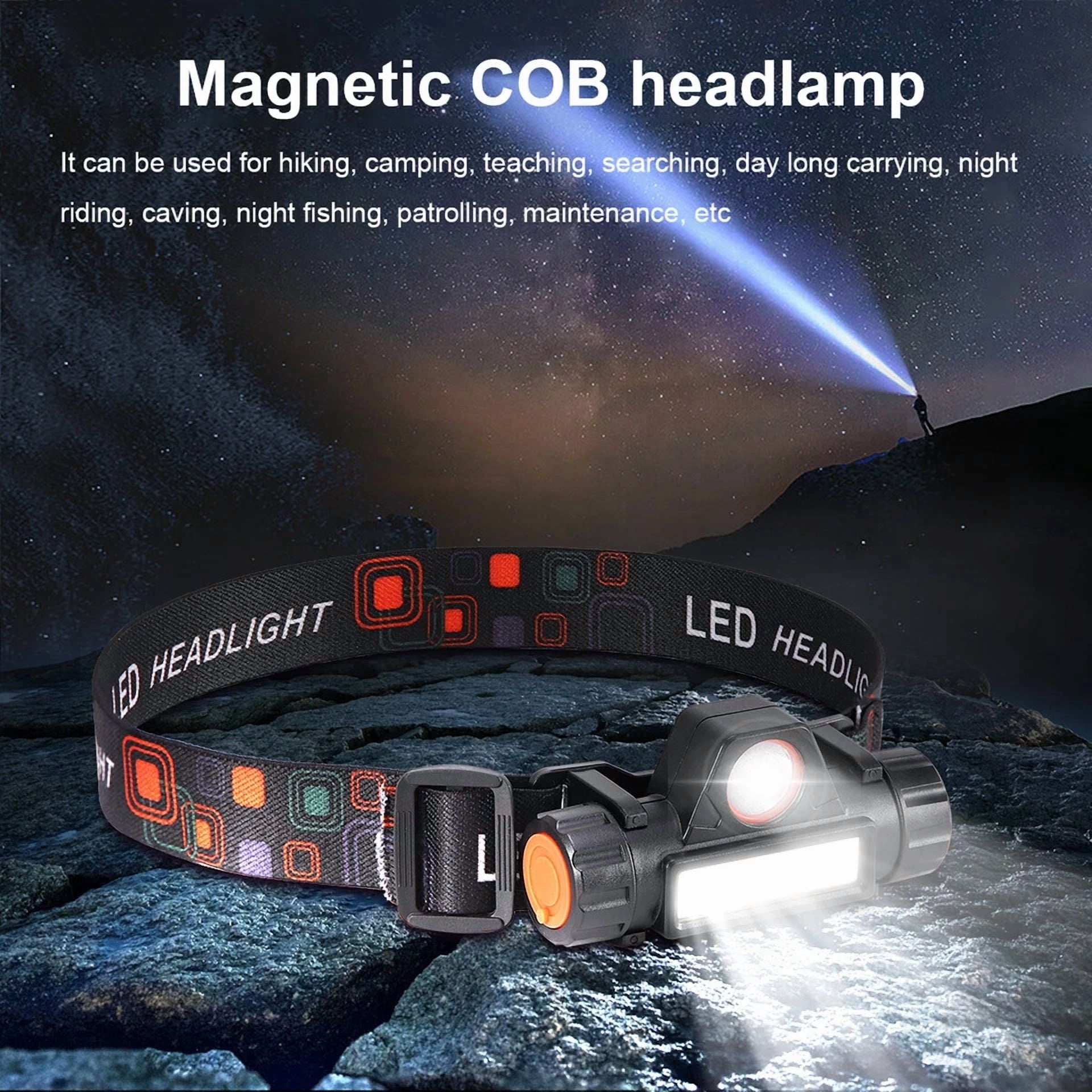 Usb Rechargeable Waterproof Led Headlamp High Power Head Light Flashlight 2In1