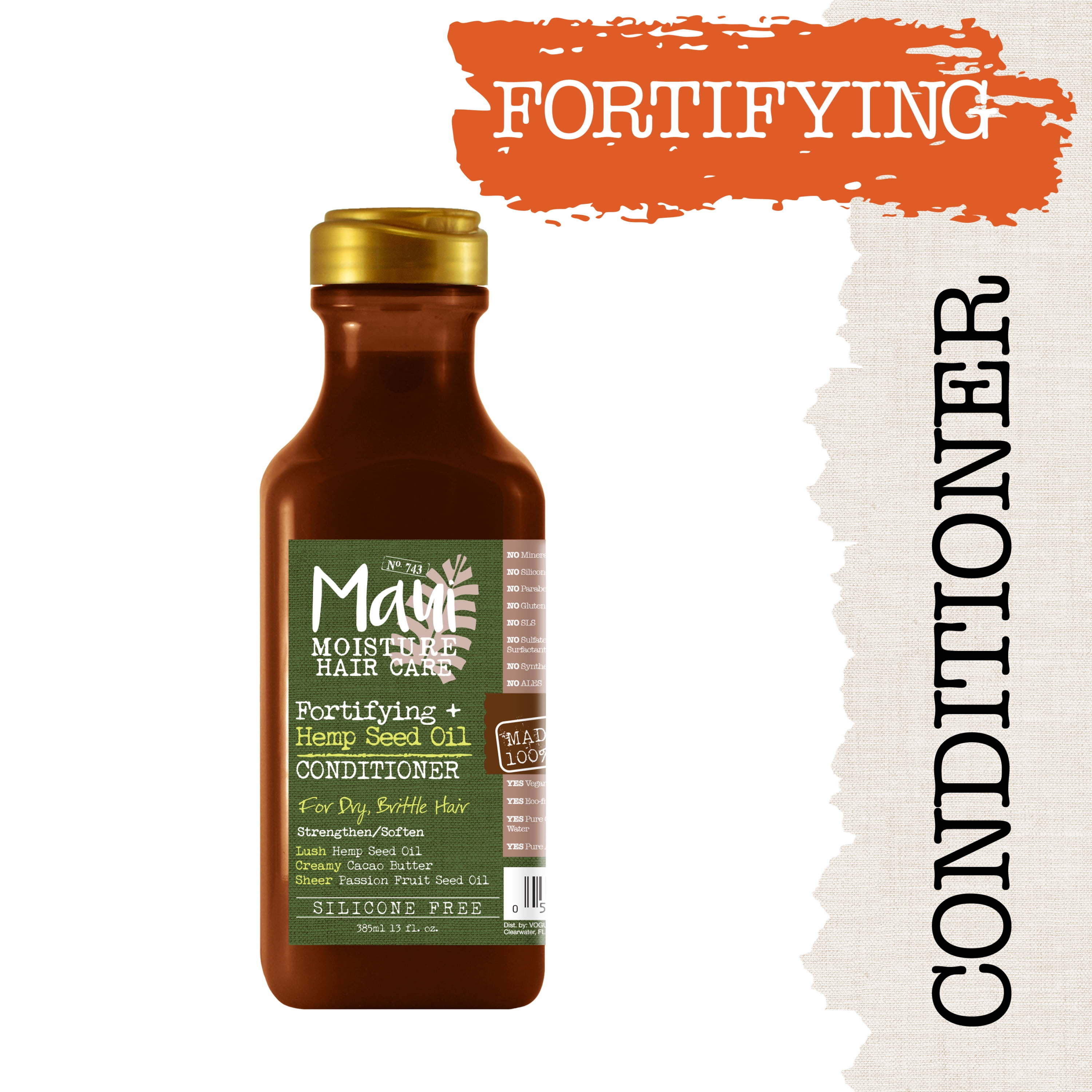 Maui Moisture Fortifying + Hemp Seed Oil Conditioner for Dry Hair, 13 Fl Oz