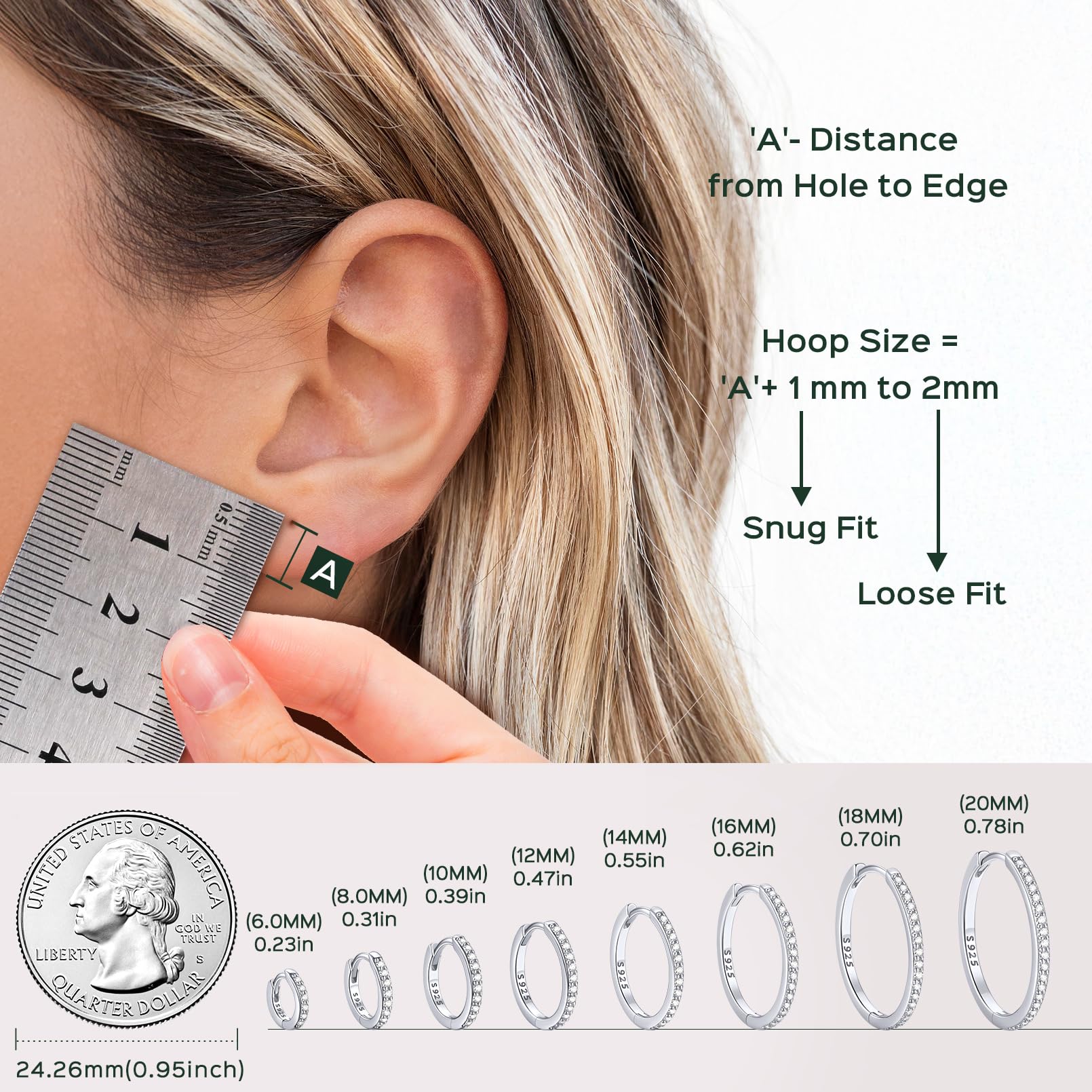 Chicsilver 925 Sterling Silver Huggie Earrings for Women 14k Gold Plated Silver Hoop Earrings for Women Hypoallergenic 16MM Cubic Zirconia Huggie Earring