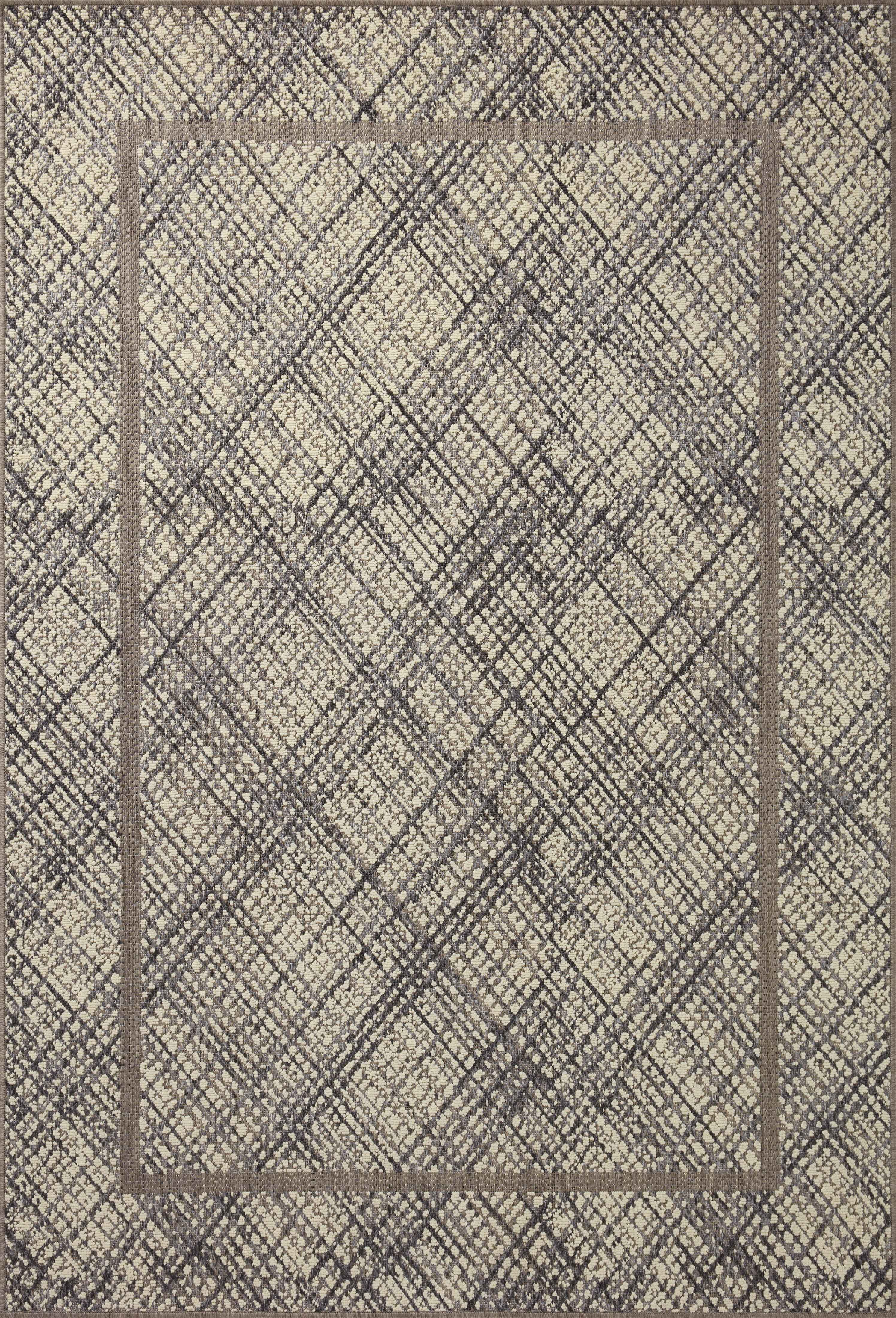 Indoor Outdoor Loloi Rainier Ivory / Charcoal 5'-3" x 7'-7" Area Rug
