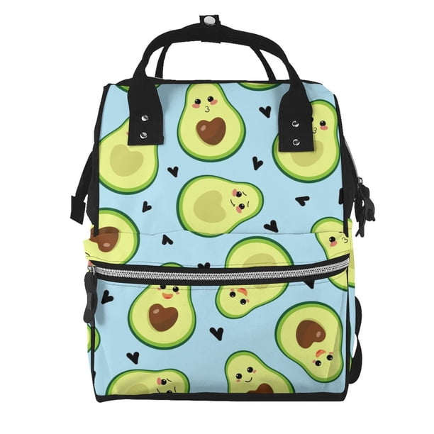 Disketp Avocado and Hearts Mochila de Pañales de Gran Capacidad con Múltiples Bolsillos, Mochila de Viaje Multifuncional para Bebé, Unisex, Moderna y Resistente